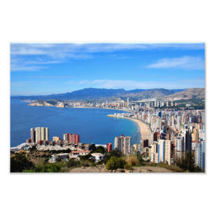 Benidorm Skyline Cityscape Costa Blanca Spanje Foto Afdruk