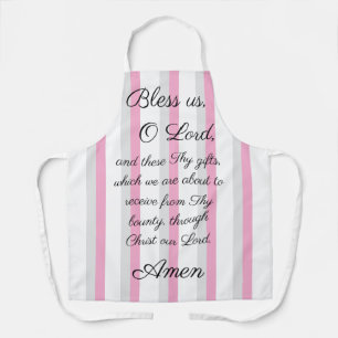 Bénie O Lord Pink Grey Imprimer Tablier