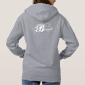 Bénie ! Sweat à capuche pour femmes (Gris/Blanc) (Dos)