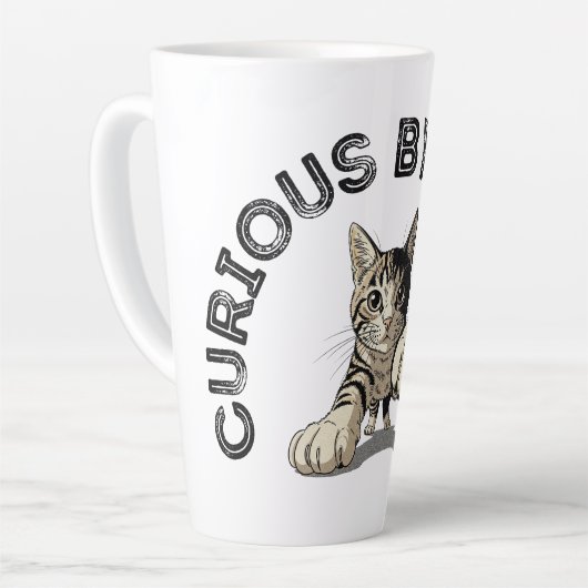Benieuwd naar Natuur Punching Cat Design Latte Mok (Linkerhoek)