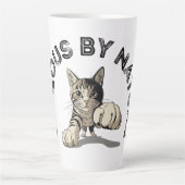Benieuwd naar Natuur Punching Cat Design Latte Mok (Voorkant)
