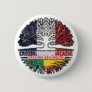 Benin Beninese French France Tree Roots Flag Ronde Button 5,7 Cm