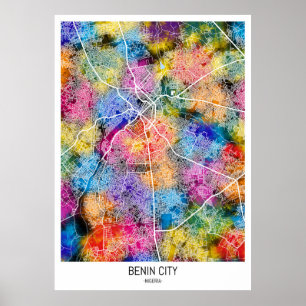 Benin City Nigeria Stadsplattegrond Poster
