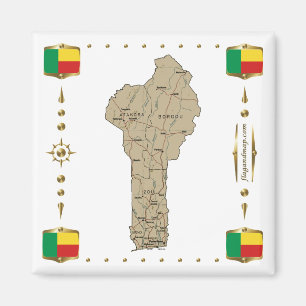Benin Map + Flags Magnet Magneet