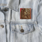 Benin plaque vierkante button 5,1 cm (In situ)