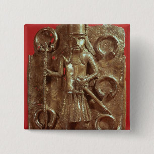 Benin plaque vierkante button 5,1 cm