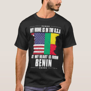 Beninese American Patriot Grown Proud Home Heart U T-shirt