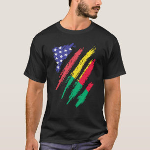 Beninese Amerikaanse Patriottische Geteelde Hart V T-shirt