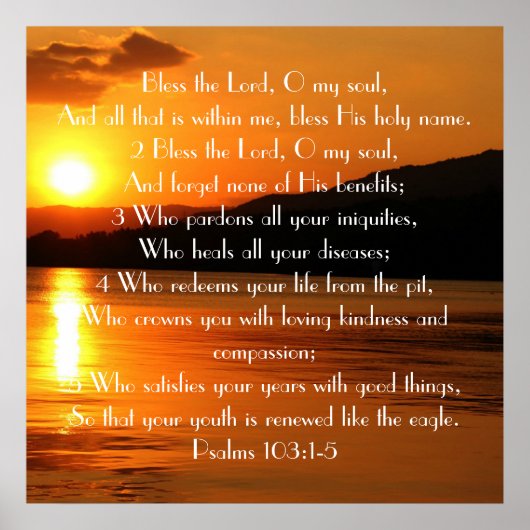 Bénissez le Seigneur Bible Verse Sunset Poster (Devant)