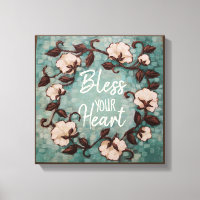"Bénissez votre coeur" Toile étirée en fer de coto