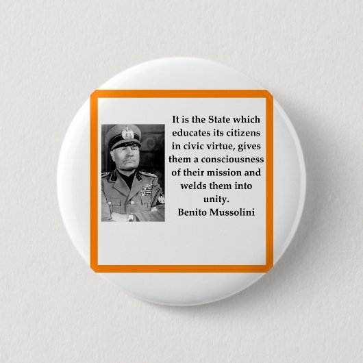 Benito Mussolini Ronde Button 5,7 Cm (Voorkant)