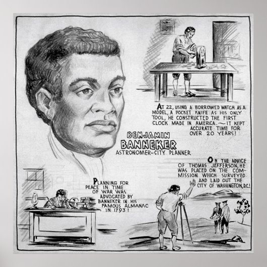 Benjamin Banneker Portrait American Black Inventor Poster (Voorkant)
