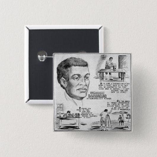 Benjamin Banneker: Zwarte wetenschapper en revolut Vierkante Button 5,1 Cm (Voorkant /achterkant)