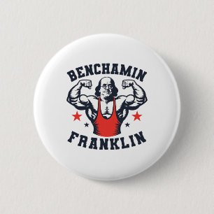 Benjamin Benchamin Franklin Bankdrukken Bodybuilde Ronde Button 5,7 Cm