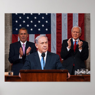 Benjamin (Bibi) Netanyahu spreekt voor het Congres Poster