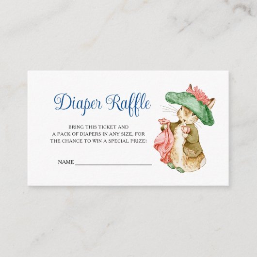 Benjamin Bunny Baby Shower Diaper Raffle Informatiekaartje (Voorkant)