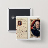 Benjamin Franklin 1847 Vierkante Button 5,1 Cm (Voorkant /achterkant)