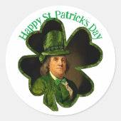 Benjamin Franklin Clover St Patrick's Day Ronde Sticker (Voorkant)