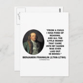 Benjamin Franklin dol op het lezen van geldcitaat Briefkaart (Voorkant / Achterkant)