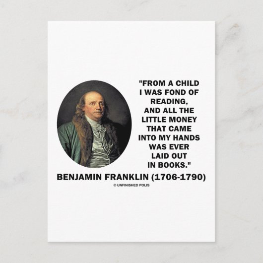 Benjamin Franklin dol op het lezen van geldcitaat Briefkaart (Voorkant)