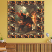 Benjamin Franklin Drawing Electricity uit Sky Canvas Afdruk (Insitu (Woonkamer))