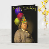 Benjamin Franklin Happy Birthday Kaart (Gele Bloem)
