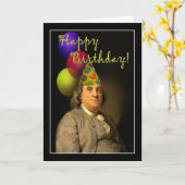 Benjamin Franklin Happy Birthday Kaart (Gele Bloem)