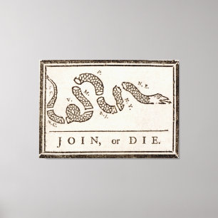 Benjamin Franklin "Join or Die" Cartoon Poster Canvas Afdruk