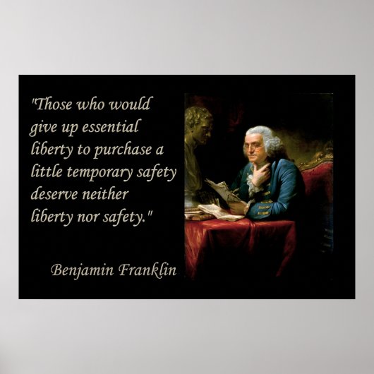 Benjamin Franklin Liberty Freedom Quote print (Voorkant)