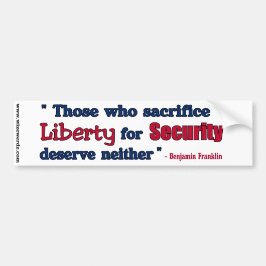 Benjamin Franklin - Liberty vs Security sticker (Voorkant)