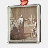 Benjamin Franklin presenteert zijn oppositie Metalen Ornament (Links)