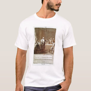 Benjamin Franklin presenteert zijn oppositie T-shirt