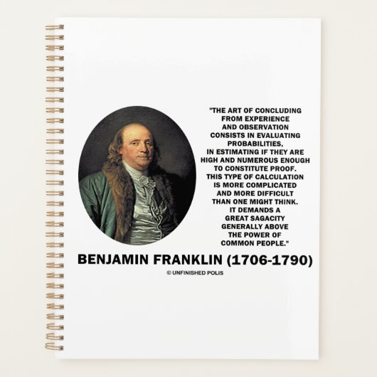 Benjamin Franklin Quote over het evalueren van waa Planner (Voorkant)