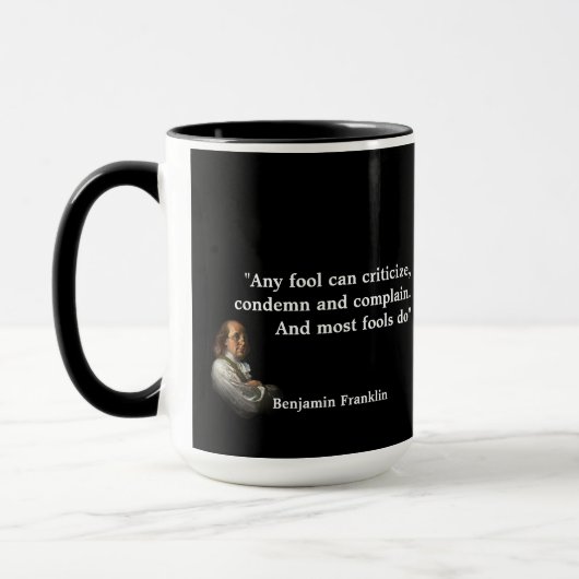 Benjamin Franklin Quote over ontlasting Mok (Links)