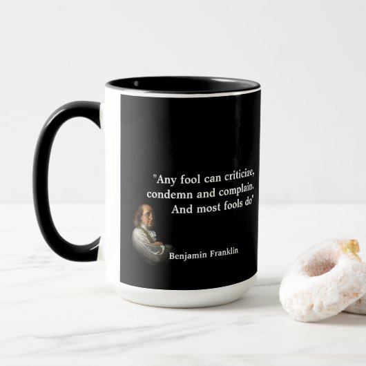 Benjamin Franklin Quote over ontlasting Mok (Met donut)