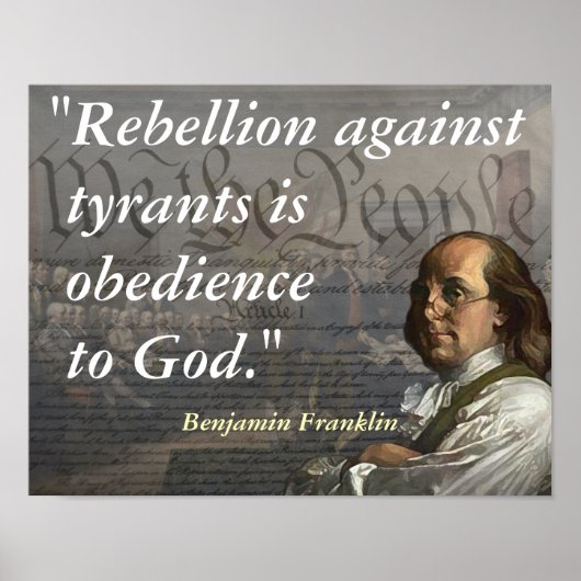 Benjamin Franklin Quote over opstand Poster (Voorkant)