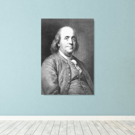 Benjamin Franklin usa president geschiedenis portr Canvas Afdruk (Insitu (Houten vloer))