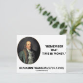 Benjamin Franklin weet nog dat tijd geld is Briefkaart (Staand voorkant)