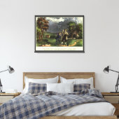 Benjamin Franklin's Kite and Lightning Experiment Canvas Afdruk (Insitu (Slaapkamer))