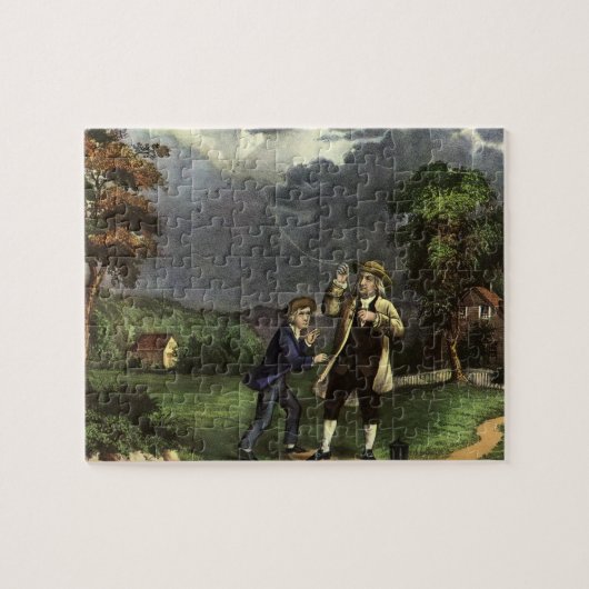 Benjamin Franklin's Kite and Lightning Experiment Legpuzzel (Horizontaal)