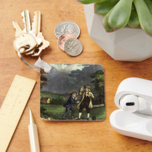 Benjamin Franklin's Kite and Lightning Experiment Sleutelhanger