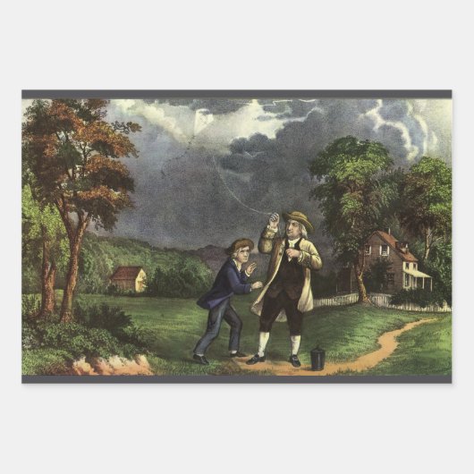 Benjamin Franklin's Lightning and Kite Experiment Inpakpapier Vel (Voorkant 3)