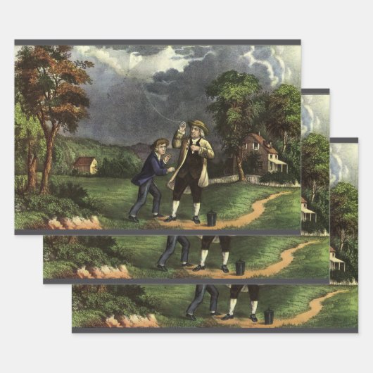 Benjamin Franklin's Lightning and Kite Experiment Inpakpapier Vel (Set)