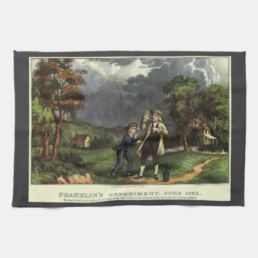 Benjamin Franklin's Lightning and Kite Experiment Theedoek (Horizontaal)