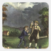 Benjamin Franklin's Lightning and Kite Experiment Vierkante Sticker (Voorkant)
