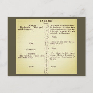 Benjamin Franklin's routineplanning Briefkaart