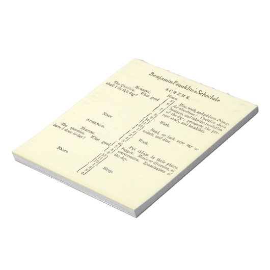 Benjamin Franklin's Schedule Planner notitieblok (Gedraaid)
