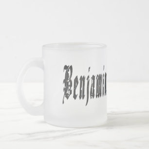 Benjamin, naam, Logo, voorgevroren glazen Mok. Matglas Koffiemok