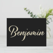 Benjamin Name white gold Handwriting Karte Kaart (Staand voorkant)
