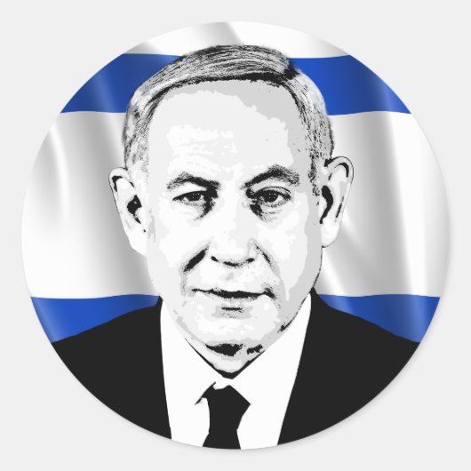 Benjamin Netanyahu Israëlische premier Ronde Sticker (Voorkant)